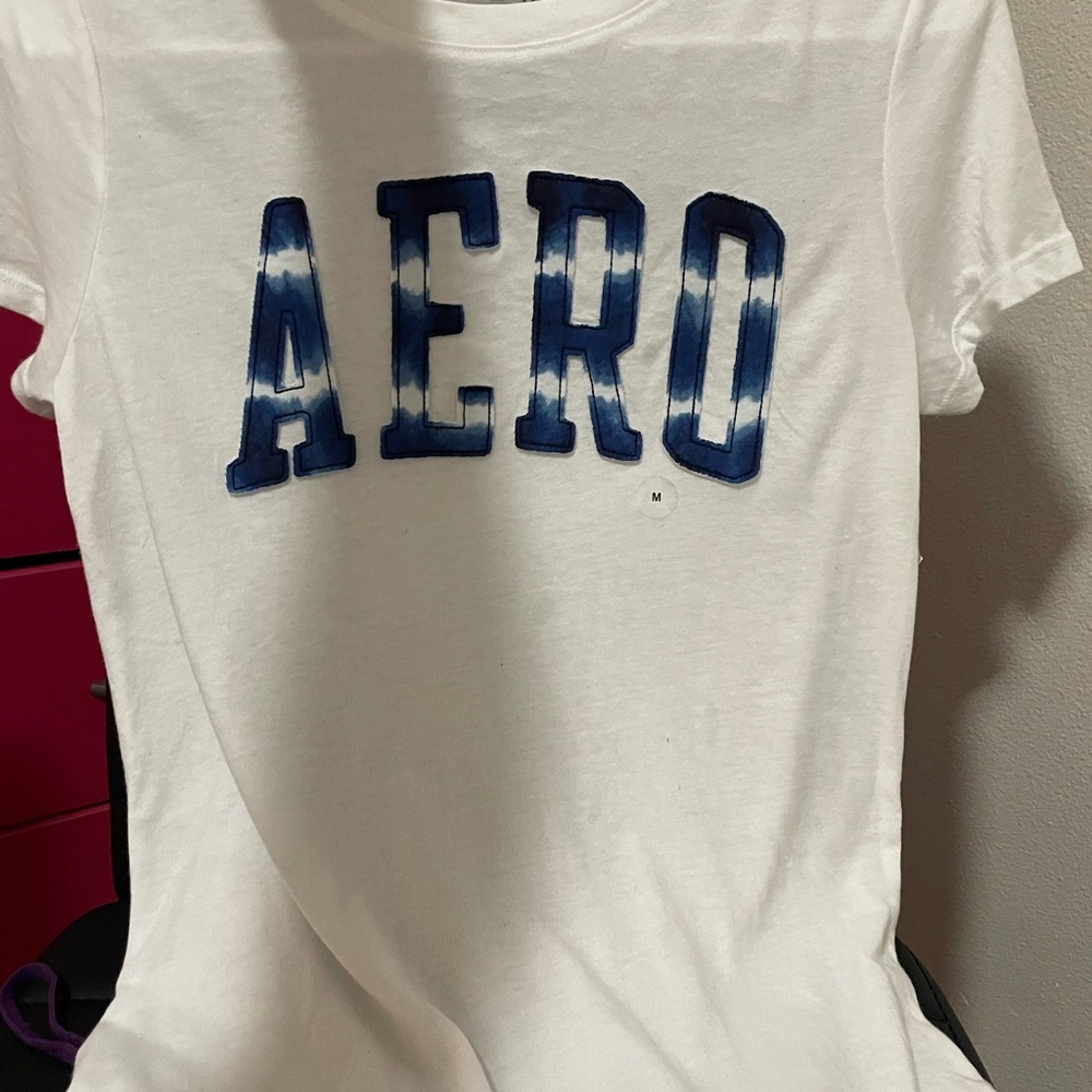 Aeropostale White Tee with Blue Logo